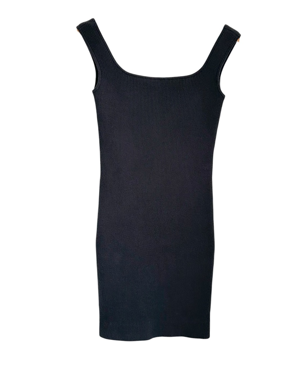 Reformation Womens Ribbed Mini Knit Tank Dress Sz XS Black Square Neck Bodycon